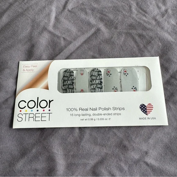 *Retired, HTF* Color Street: Shop Dead Gorgeous | Black Red Silver Stripes Gift - Picture 3 of 8